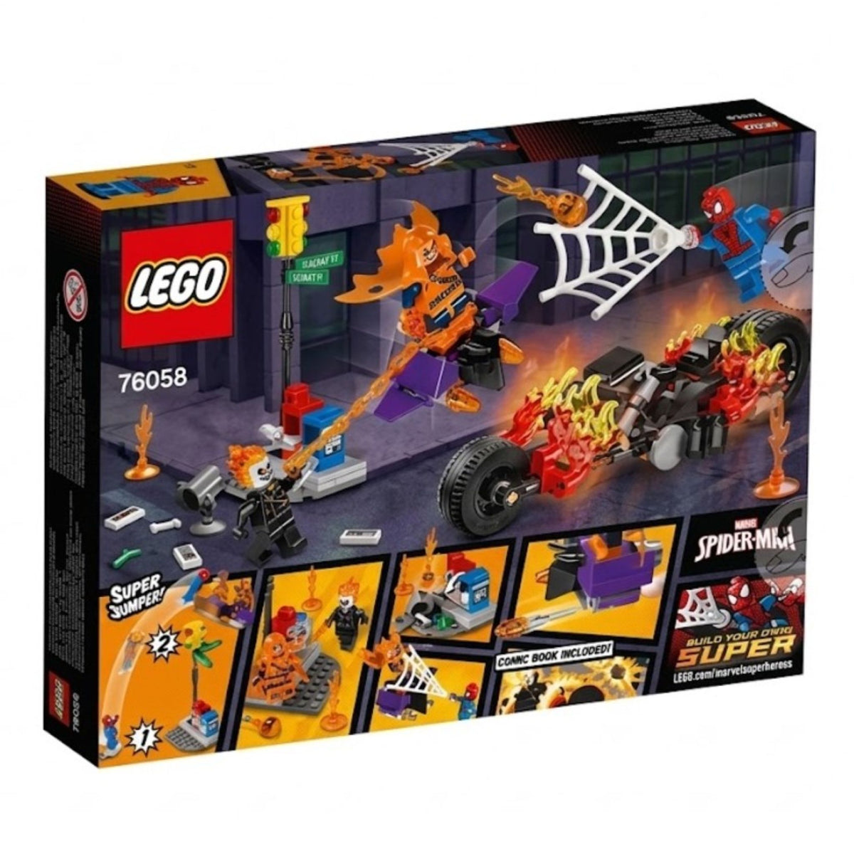 LEGO Marvel Spider-Man: Ghost Rider Team-up (76058) — back of box