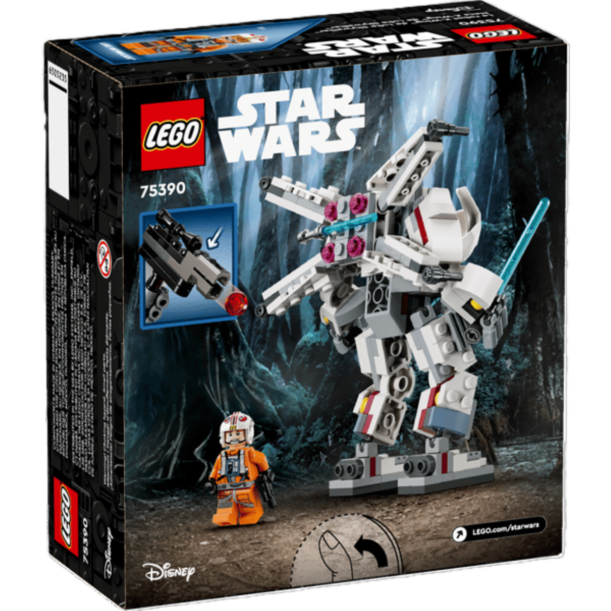 LEGO Star Wars Luke Skywalker X-Wing Mech (75390) — back of box
